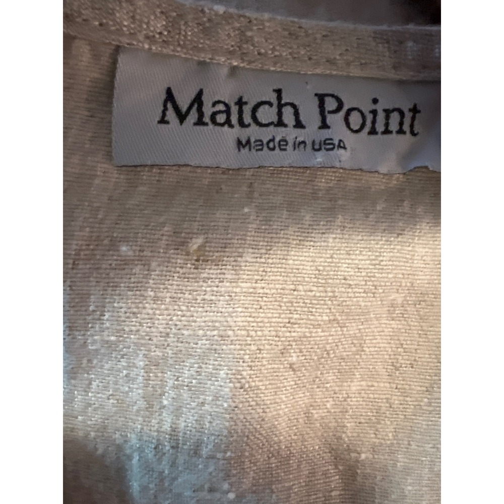 Match Point Linen blend top Women V-Neck 3/4 Sleeve Lagenlook Blouse USA medium - Picture 3 of 3